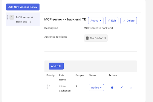 A screen shot of the Okta access policy settings on the app integration