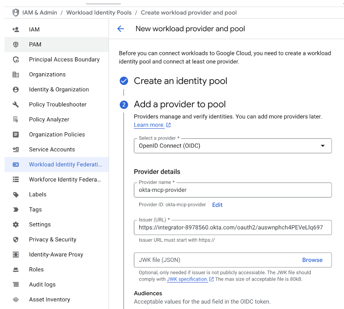 Workforce identity pool