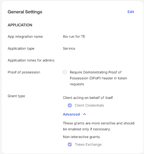A screenshot of the Okta app integration settings